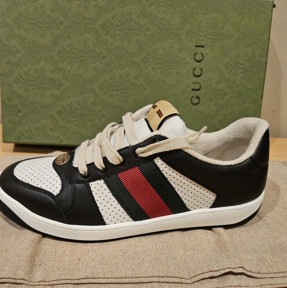 Gucci Men's Screener Signature Web Low top Sneakers - Authentic  and Brand New - Picture 2 of 11